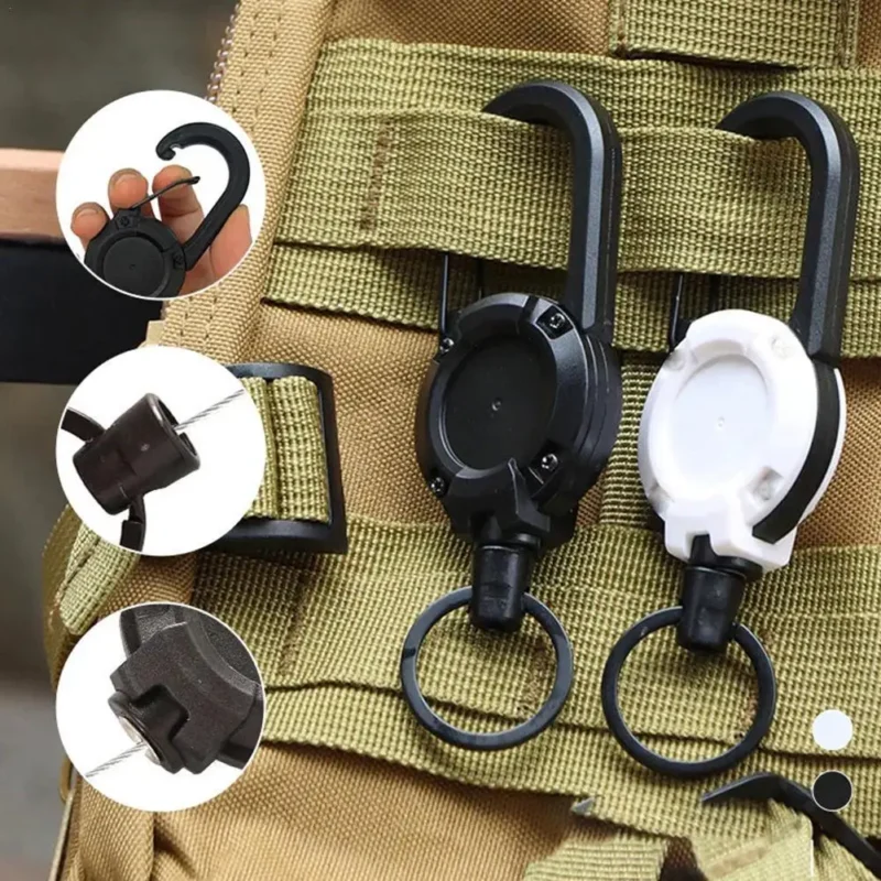 Retractable Pull Badge ID Reel Carabiner Key Chain Holder
