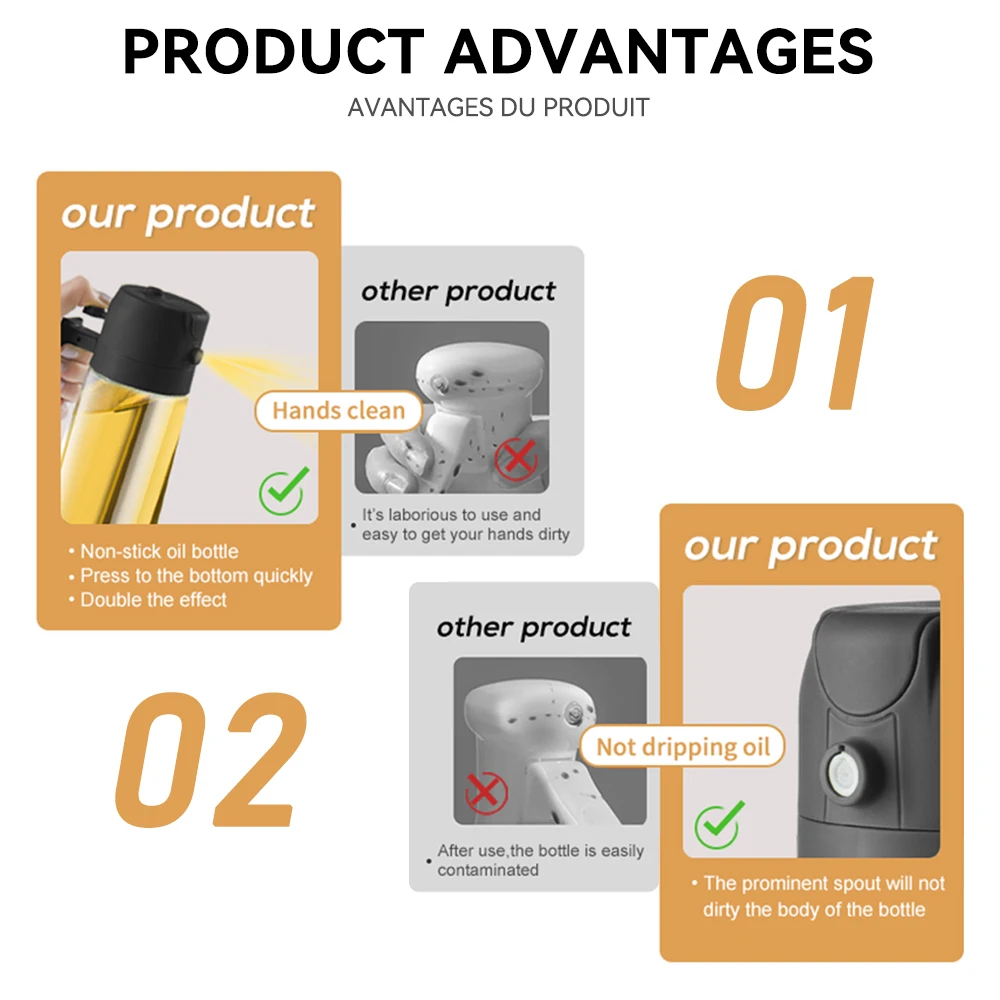2-in-1 Plastic Oil Spray and Pour Bottle - 500ml 6 2-in-1 Plastic Oil Spray and Pour Bottle - 500ml - Image 6
