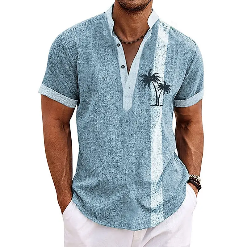 Short Sleeve Tee - Mens Striped Coconut Tree Shirt 5 Short Sleeve Tee - Mens Striped Coconut Tree Shirt - Image 5