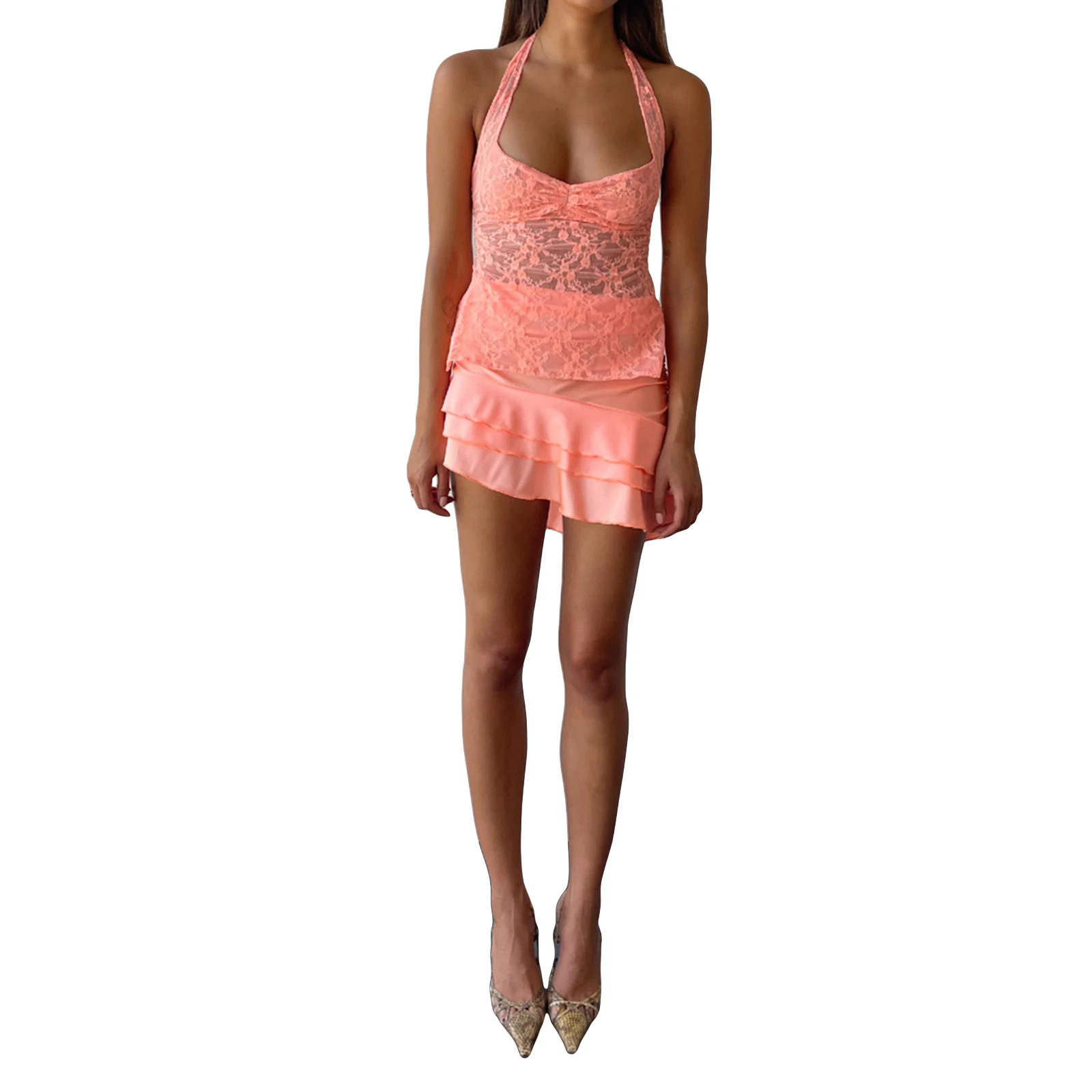 Lace Halter Neck Sleeveless Tank Top 5 Lace Halter Neck Sleeveless Tank Top - Image 5
