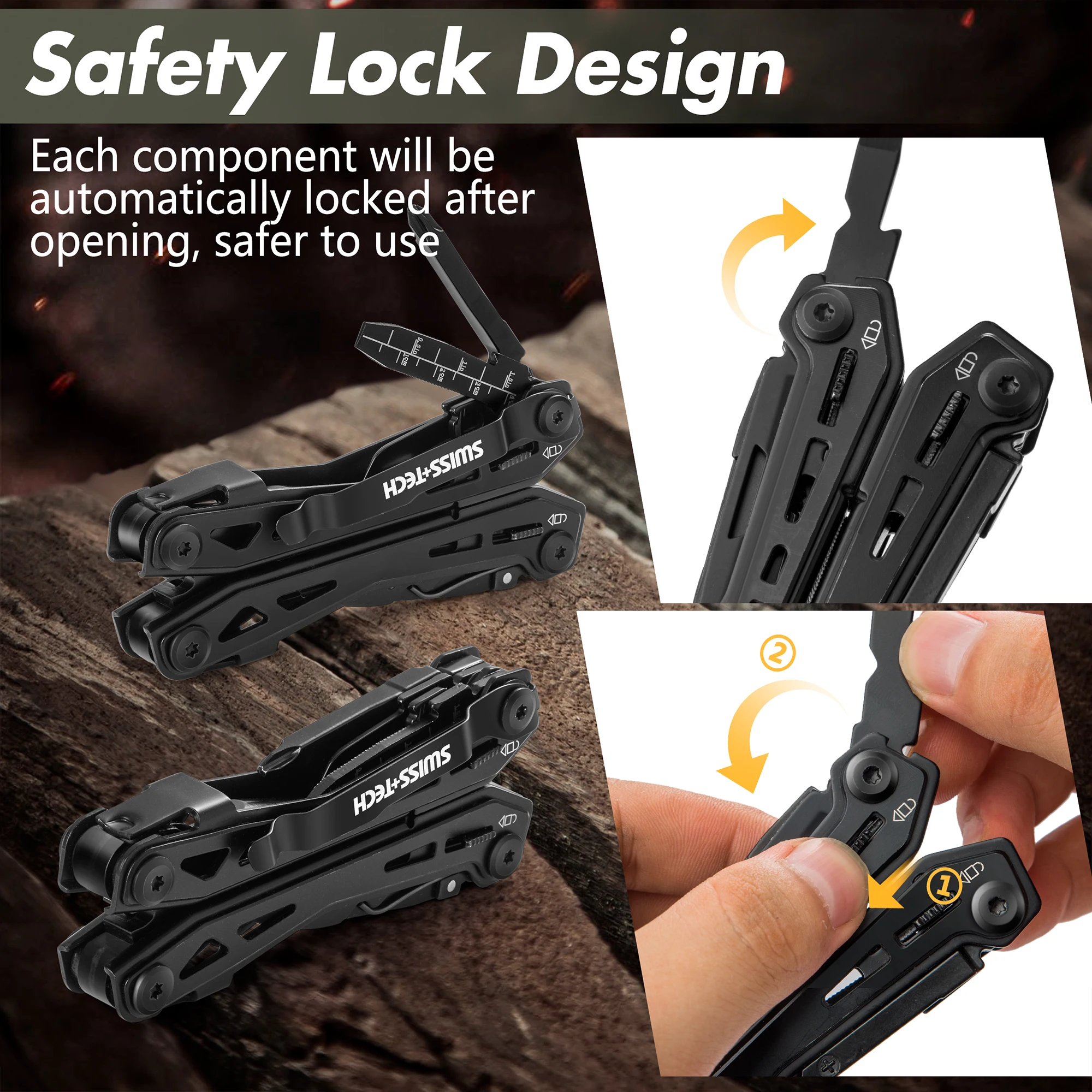 16-in-1 Swiss Tech Camping Multitool with Folding Plier 5 16-in-1 Swiss Tech Camping Multitool with Folding Plier - Image 5