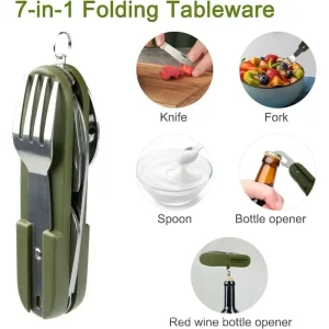 Foldable Stainless Steel Camping Tableware Set