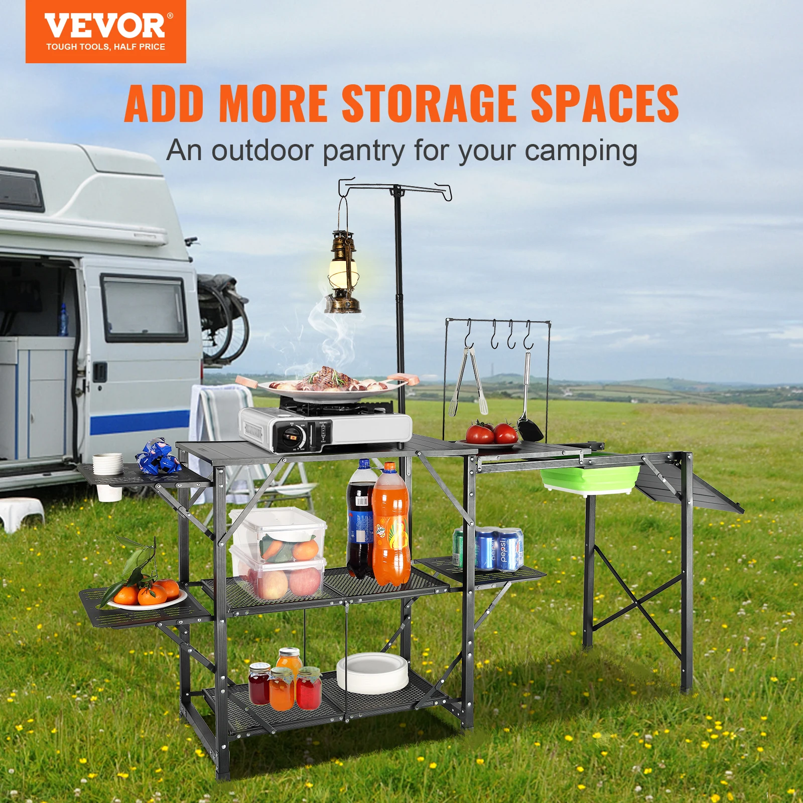 Portable Camping Kitchen Table with Sink 2 Portable Camping Kitchen Table with Sink - Image 2