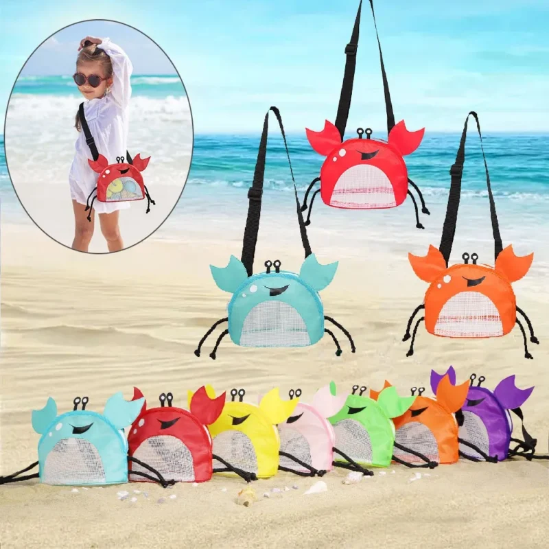 Kids Travel Beach Mesh Bag Crab Toy Storage