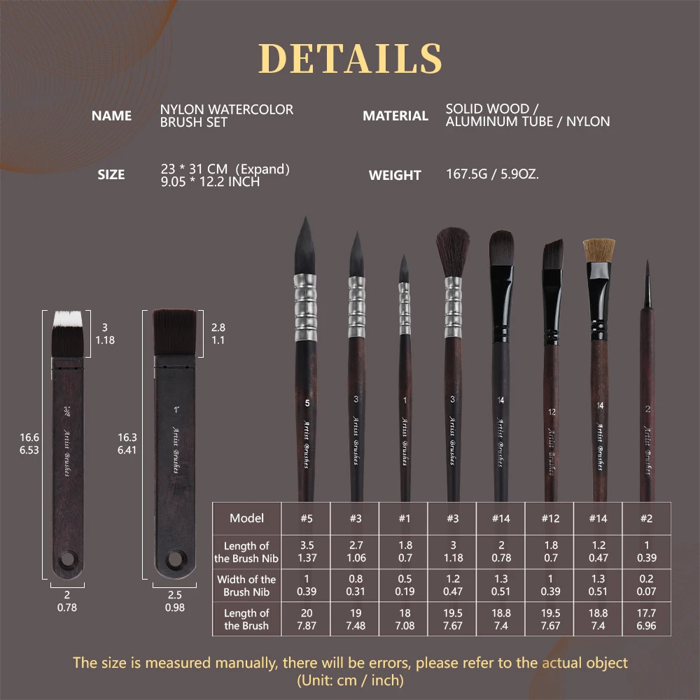 10-Piece Nylon Watercolour Brush Set 7 10-Piece Nylon Watercolour Brush Set - Image 7
