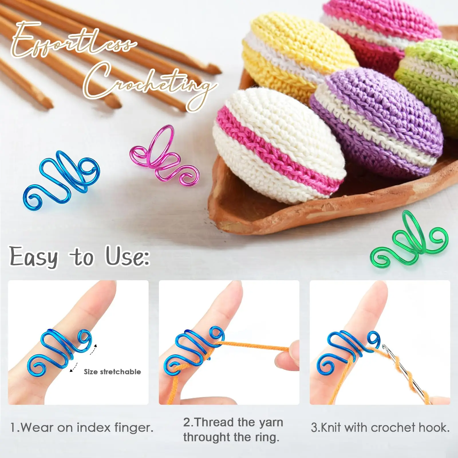Adjustable Crochet Yarn Guide Ring 8 Adjustable Crochet Yarn Guide Ring - Image 8
