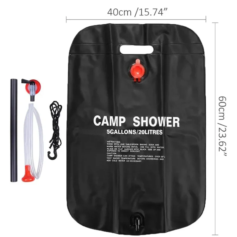 Portable Solar Heated Camping Shower Bag 20L