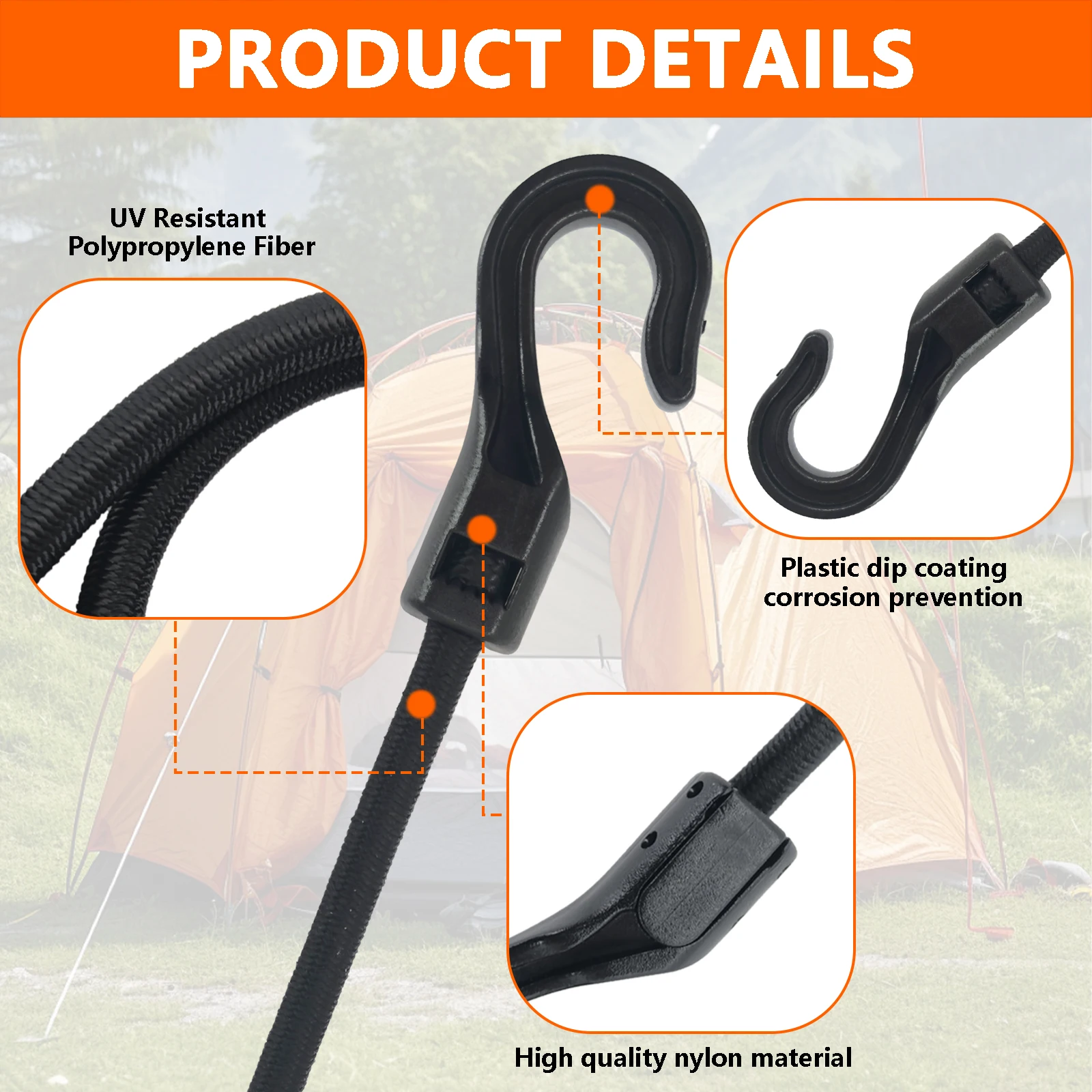 Durable Bungee Cord Straps with Metal Hooks 5 Durable Bungee Cord Straps with Metal Hooks - Image 5