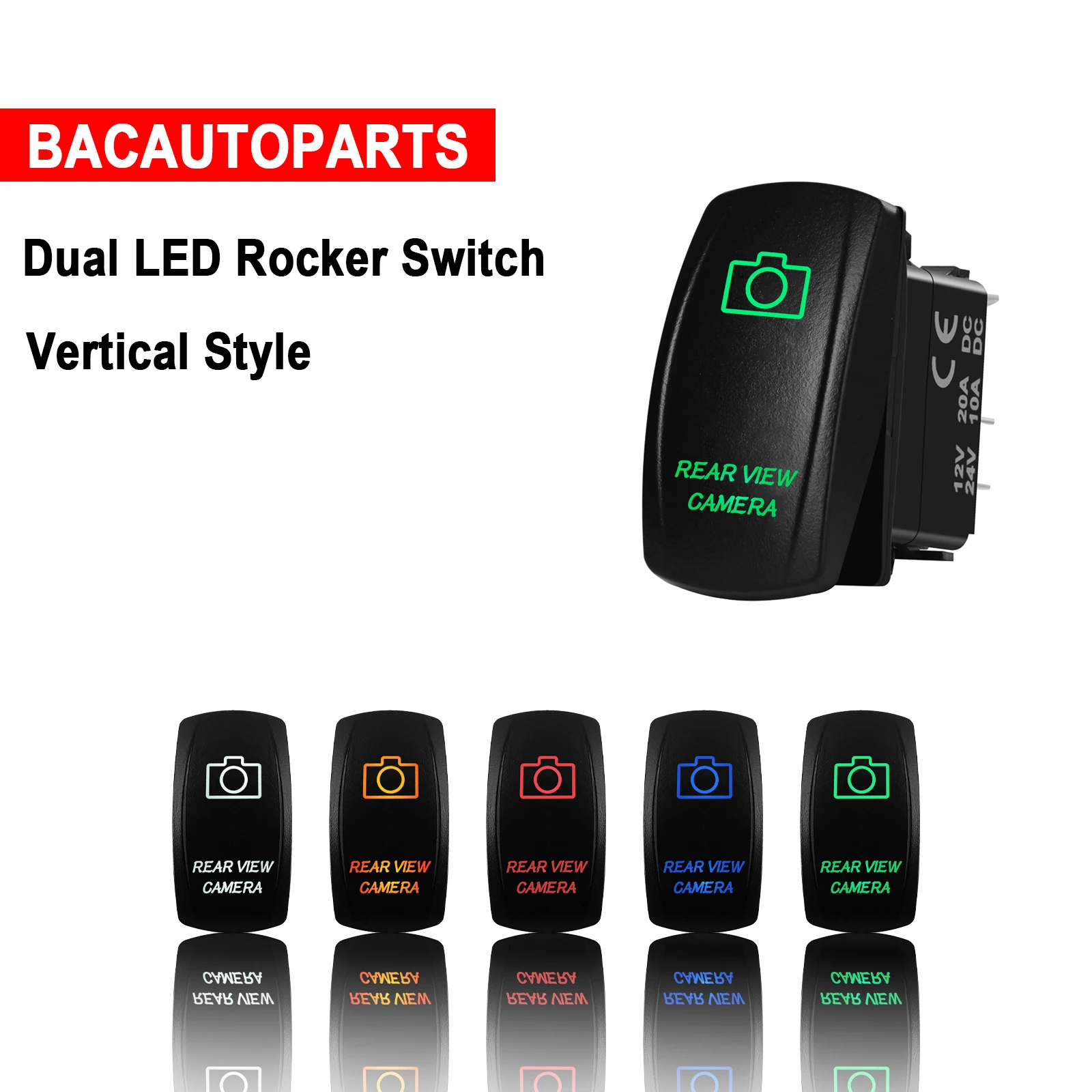 Dual LED Rear View Camera Rocker Switch 12V 1 Dual LED Rear View Camera Rocker Switch 12V