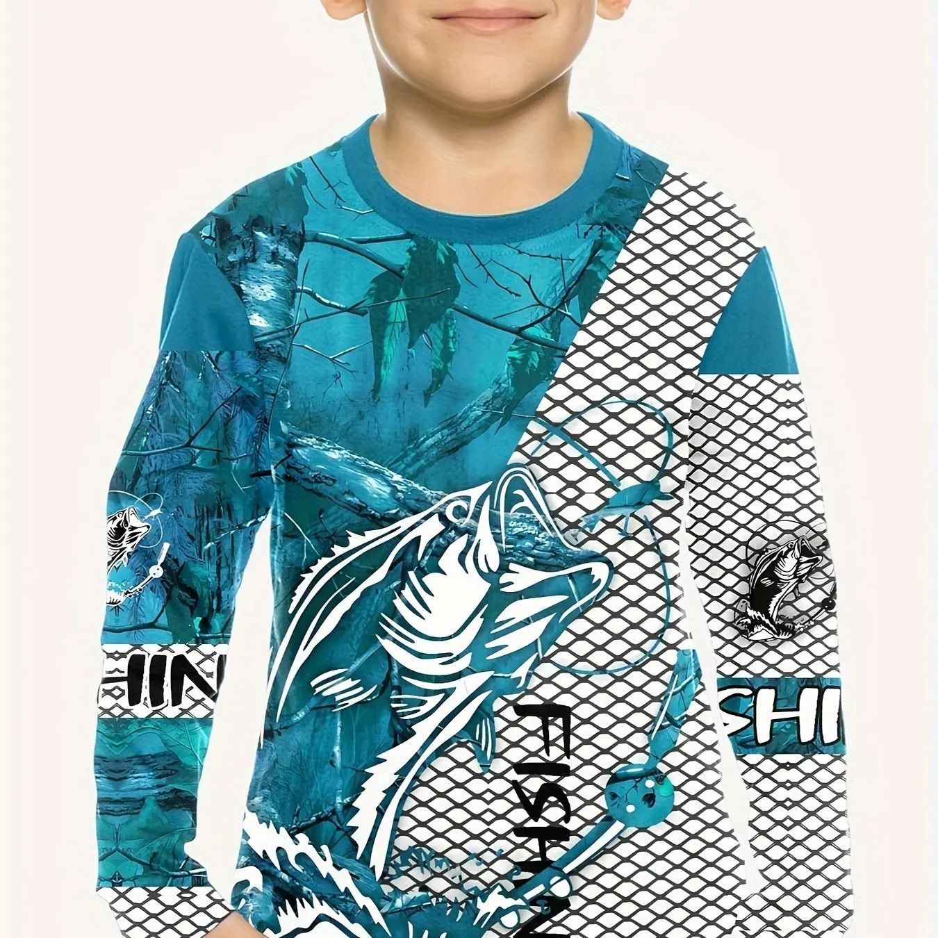 Kids Long Sleeve 3D Fish T-shirt 1 Kids Long Sleeve 3D Fish T-shirt