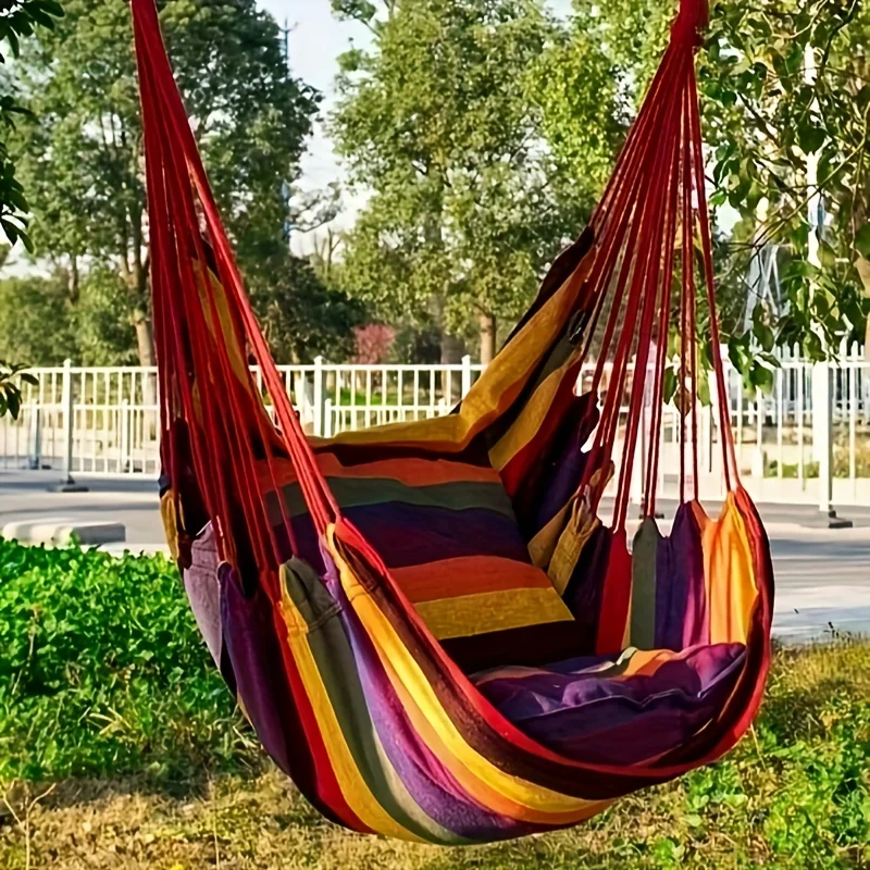 Canvas Hammock Chair with Cushion & Pillow 3 Canvas Hammock Chair with Cushion & Pillow - Image 3