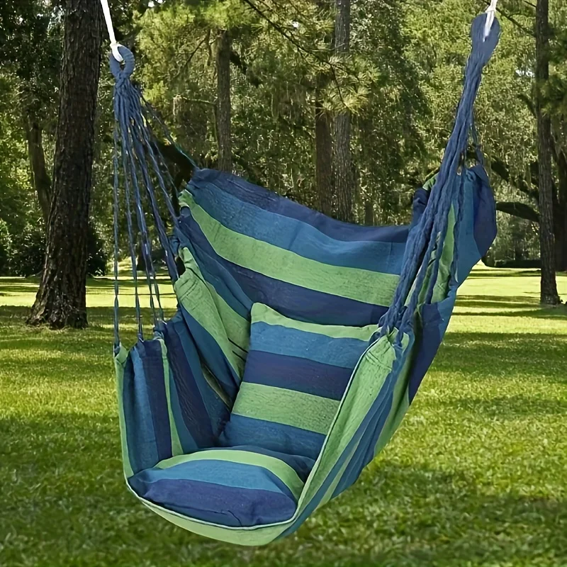 Canvas Hammock Chair with Cushion & Pillow 1 Canvas Hammock Chair with Cushion & Pillow