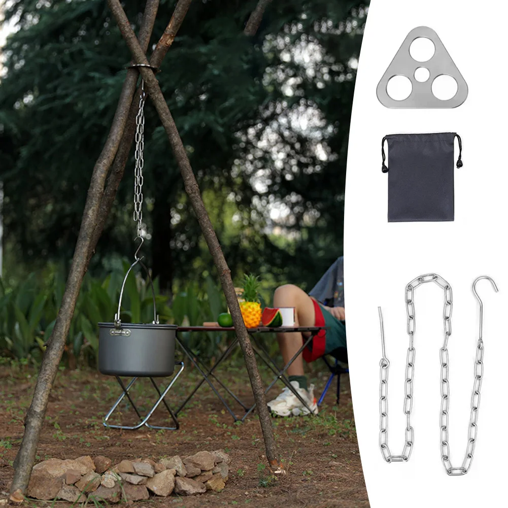 Portable Camping Hanging Tripod with Pot Rack 4 Portable Camping Hanging Tripod with Pot Rack - Image 4