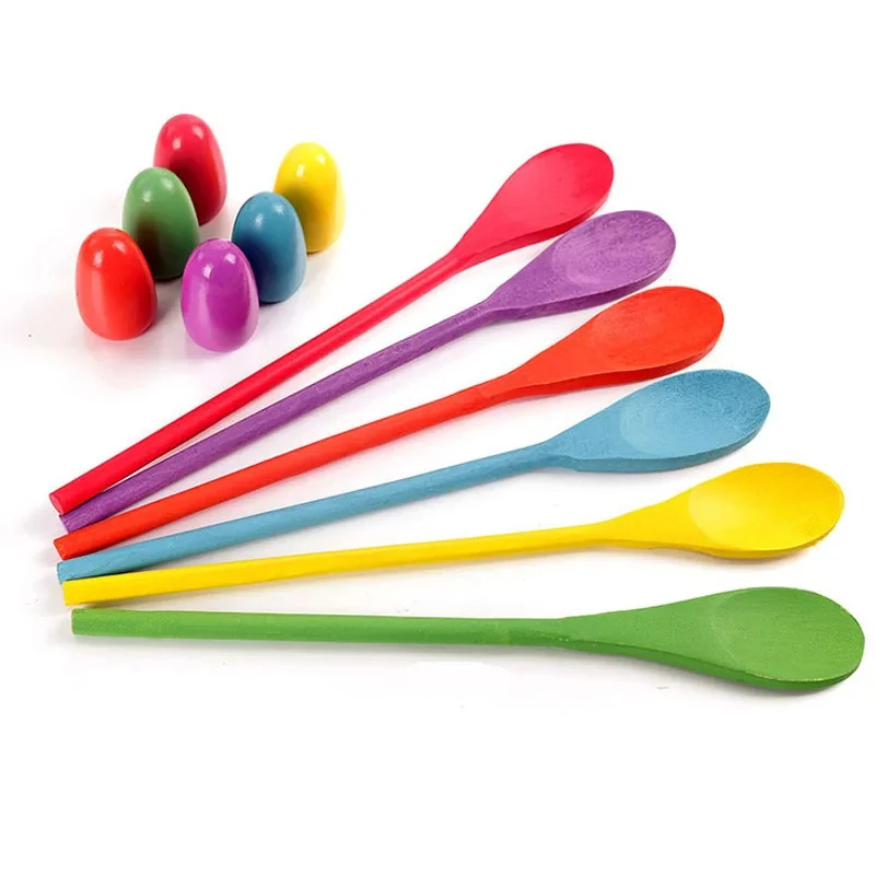 Egg Spoon Balance Wooden Spoon Toss Game