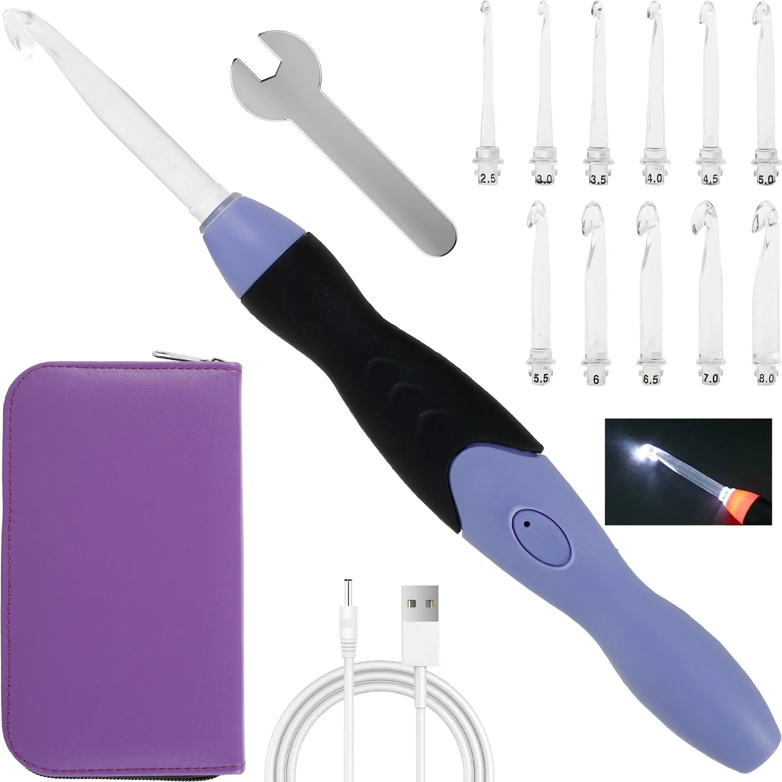 LED Crochet Hook Set 2.5–8 mm 11pc 8 LED Crochet Hook Set 2.5–8 mm 11pc - Image 8