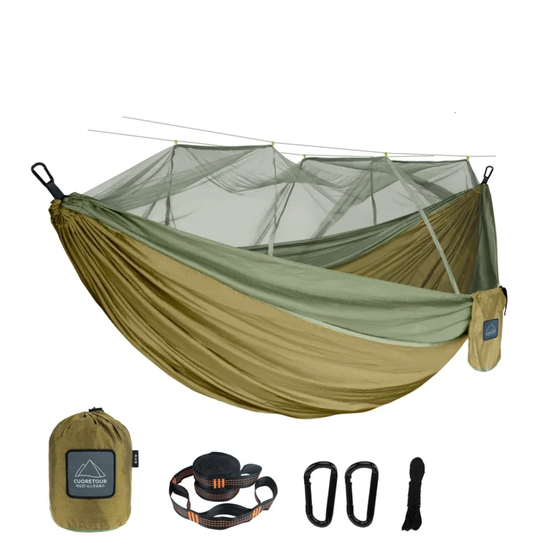 Portable Nylon Fabric Camping Hammock with Mosquito Net