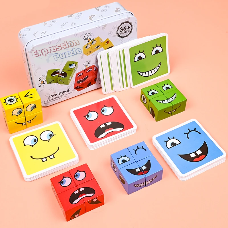 Wooden Expression Building Blocks Puzzle 1 Wooden Expression Building Blocks Puzzle