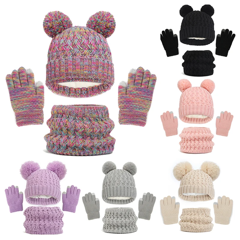 Winter Baby Hat Gloves Scarf Set