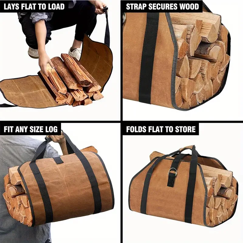 Durable Large Capacity Firewood Storage Bag 5 Durable Large Capacity Firewood Storage Bag - Image 5