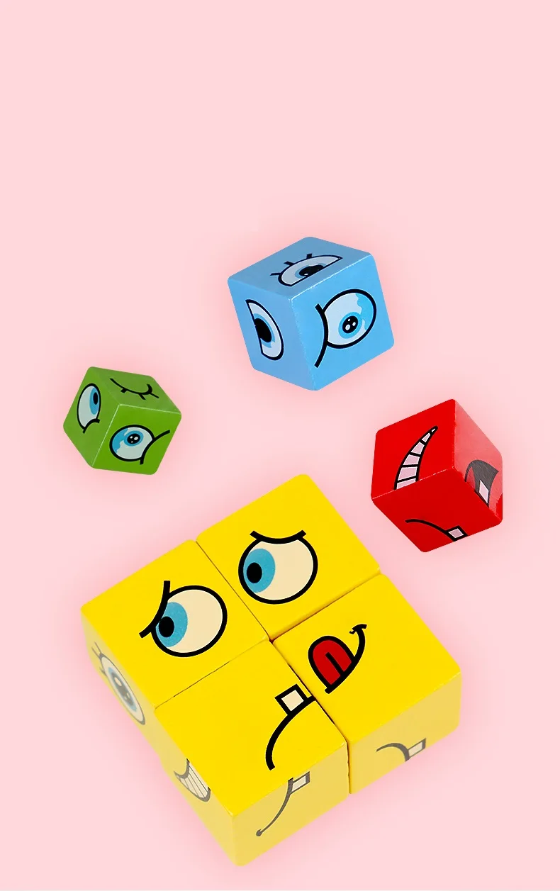 Wooden Expression Building Blocks Puzzle 3 Wooden Expression Building Blocks Puzzle - Image 3
