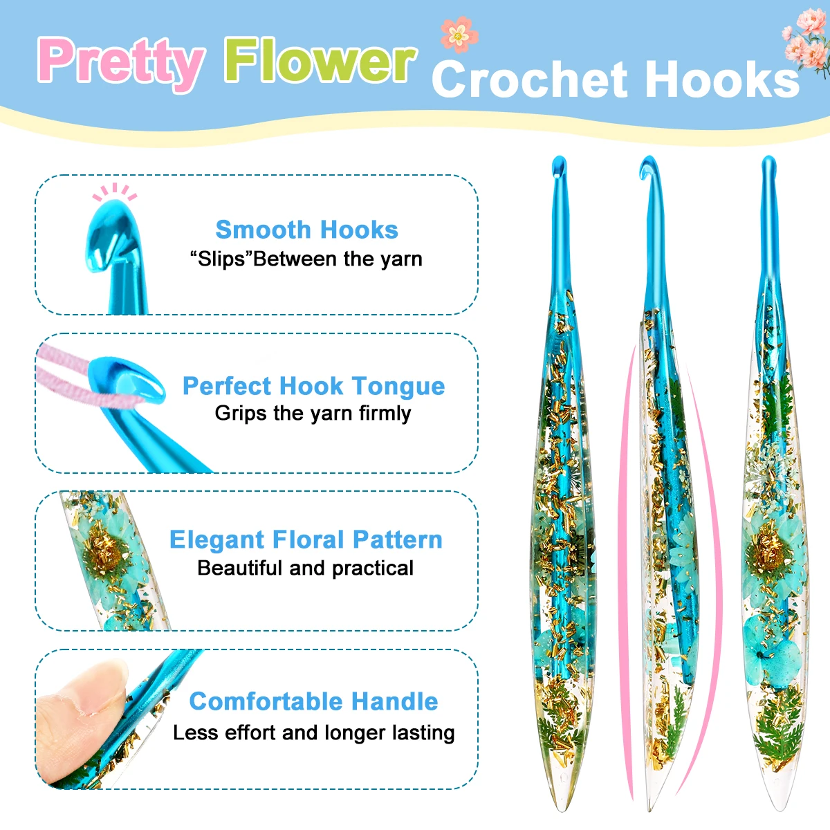 Aluminum Crochet Hook with Resin Handle 5 Aluminum Crochet Hook with Resin Handle - Image 5