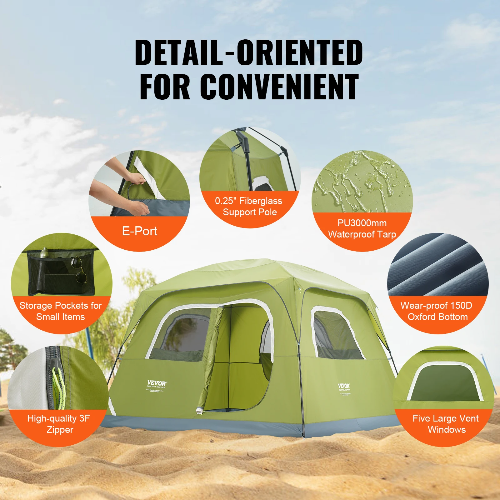 6 Person Waterproof Camping Tent 6 6 Person Waterproof Camping Tent - Image 6