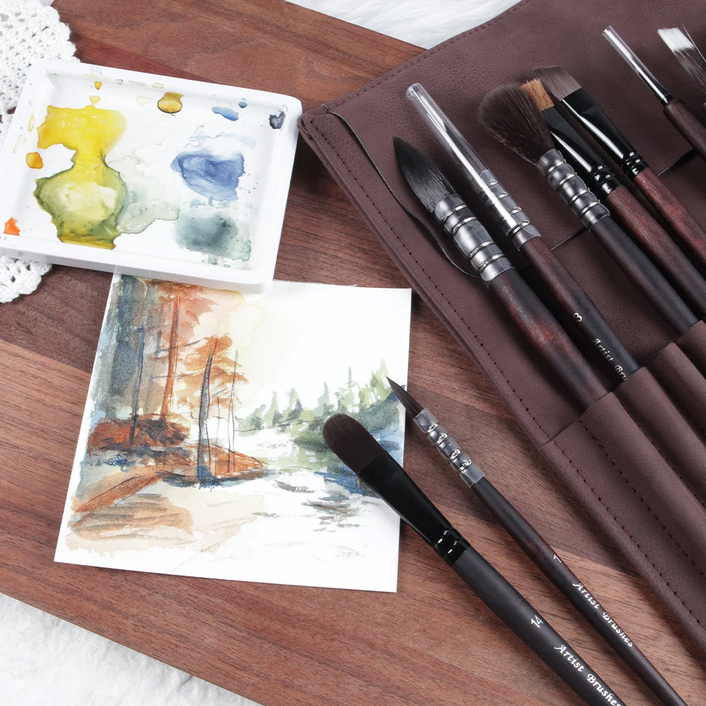 10-Piece Nylon Watercolour Brush Set 5 10-Piece Nylon Watercolour Brush Set - Image 5