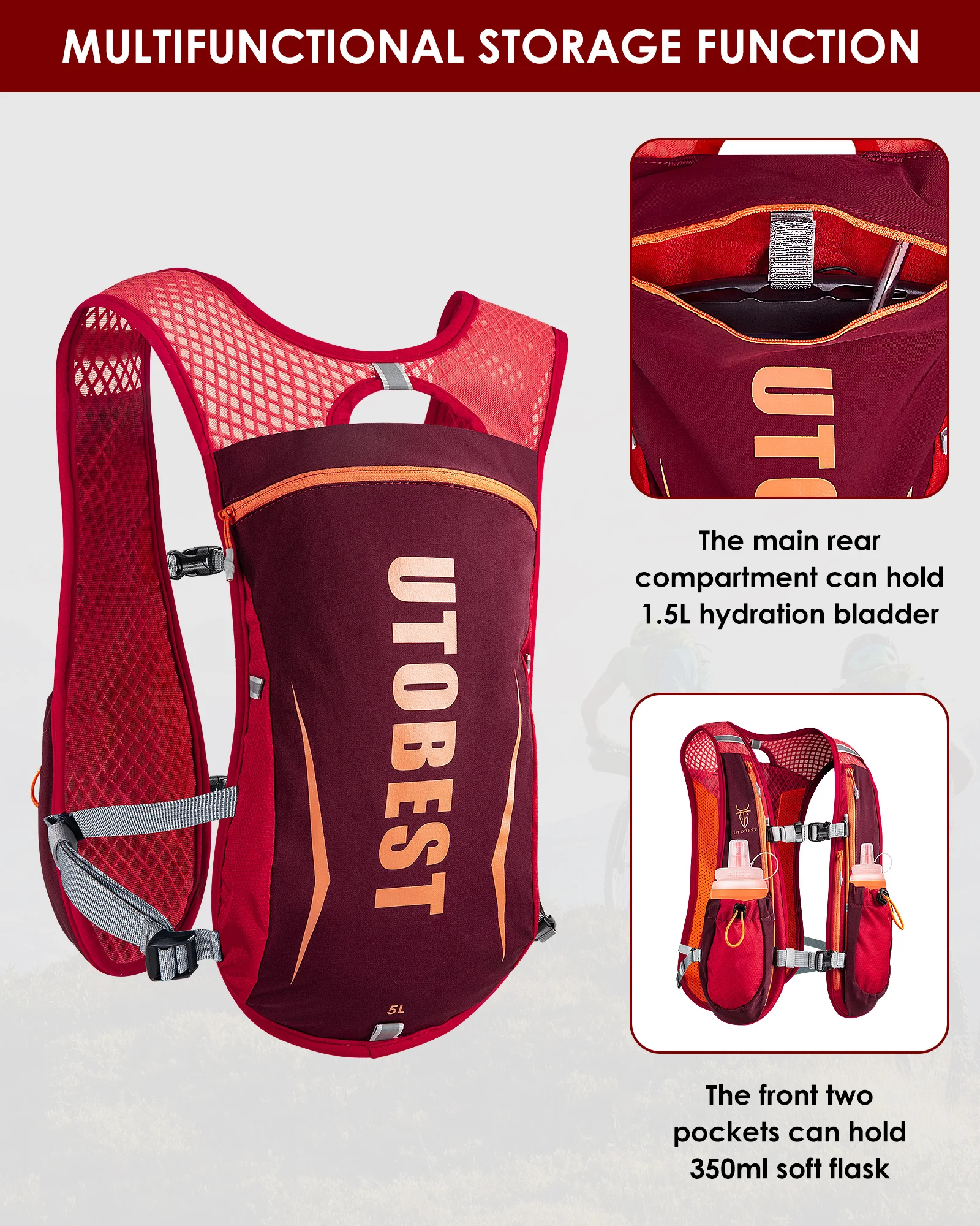 UTOBEST Trail Running Backpack 5L 5 UTOBEST Trail Running Backpack 5L - Image 5