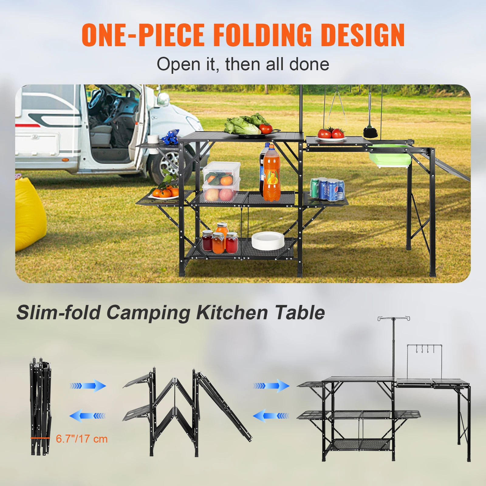 Portable Camping Kitchen Table with Sink 4 Portable Camping Kitchen Table with Sink - Image 4
