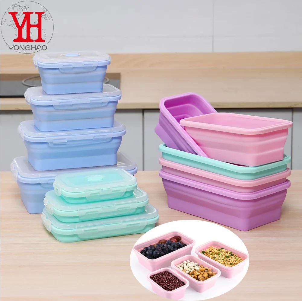 4-Piece Silicone Collapsible Lunch Box Set 1 4-Piece Silicone Collapsible Lunch Box Set