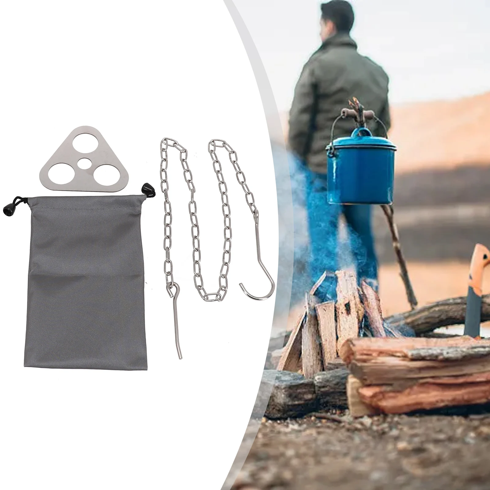Portable Camping Hanging Tripod with Pot Rack 3 Portable Camping Hanging Tripod with Pot Rack - Image 3