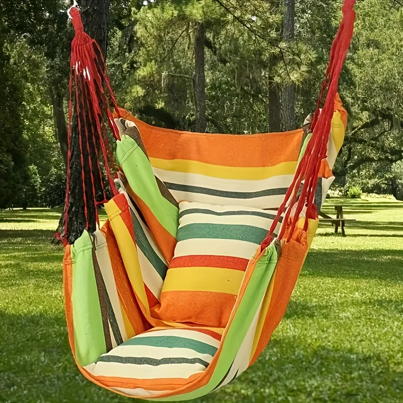 Canvas Hammock Chair with Cushion & Pillow 2 Canvas Hammock Chair with Cushion & Pillow - Image 2
