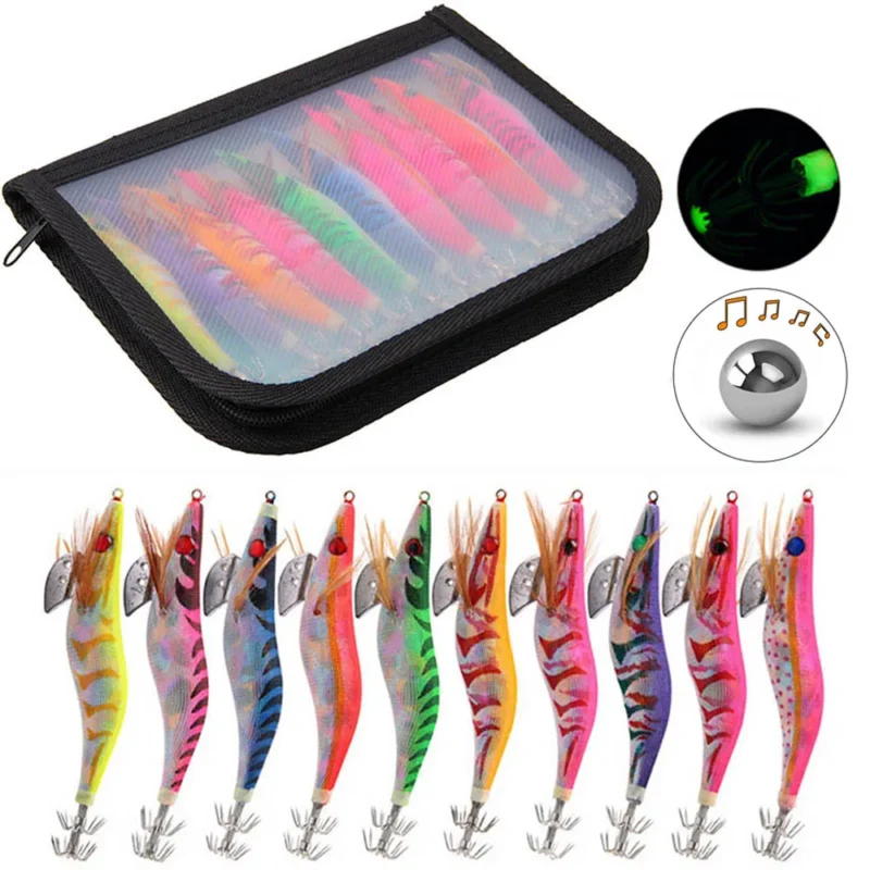 Luminous Squid Jig Shrimp Hook Set