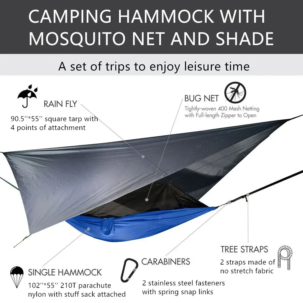Portable Camping Hammock with Rain Fly Tarp 5 Portable Camping Hammock with Rain Fly Tarp - Image 5