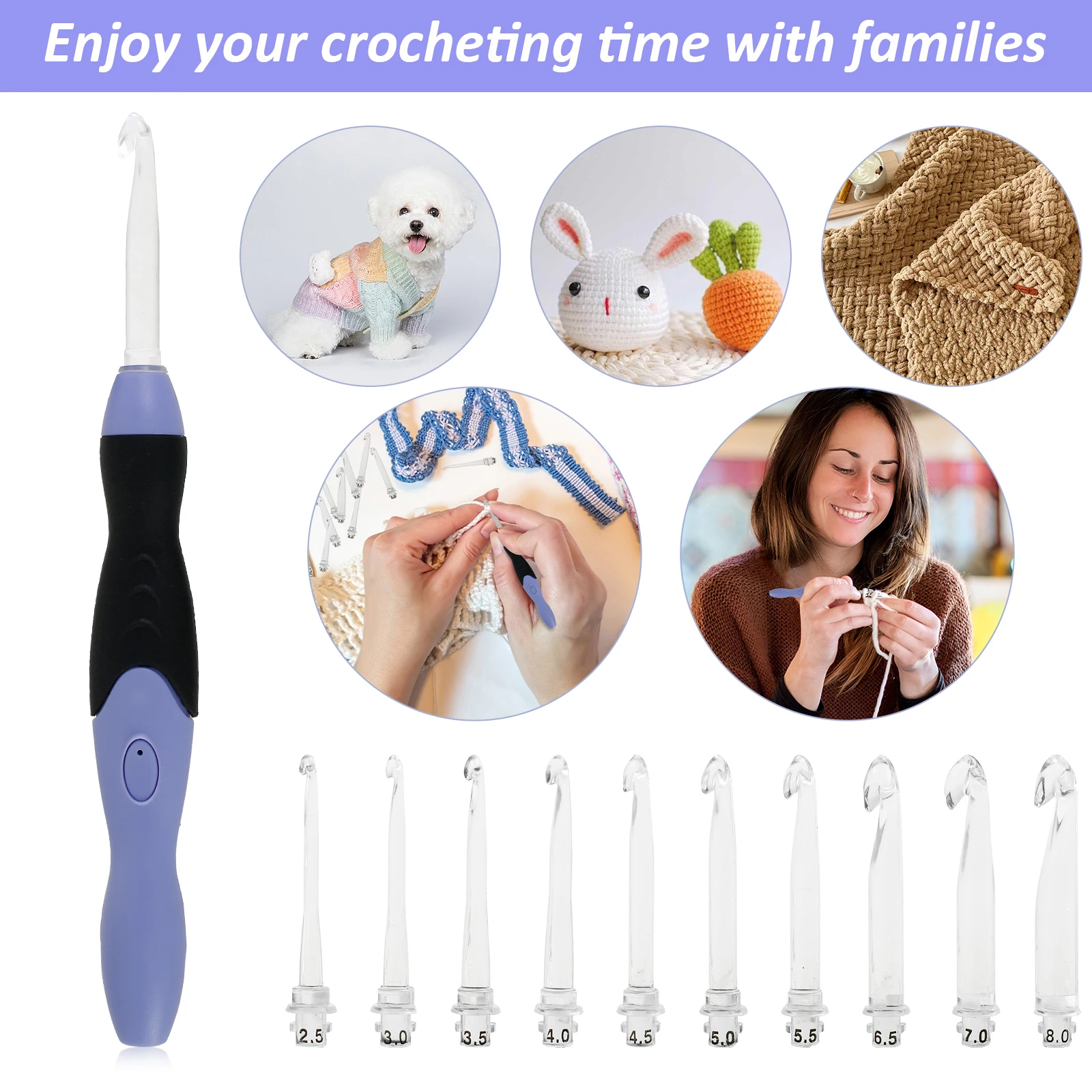 LED Crochet Hook Set 2.5–8 mm 11pc 9 LED Crochet Hook Set 2.5–8 mm 11pc - Image 9
