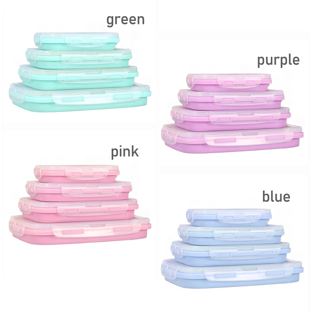 4-Piece Silicone Collapsible Lunch Box Set 9 4-Piece Silicone Collapsible Lunch Box Set - Image 9