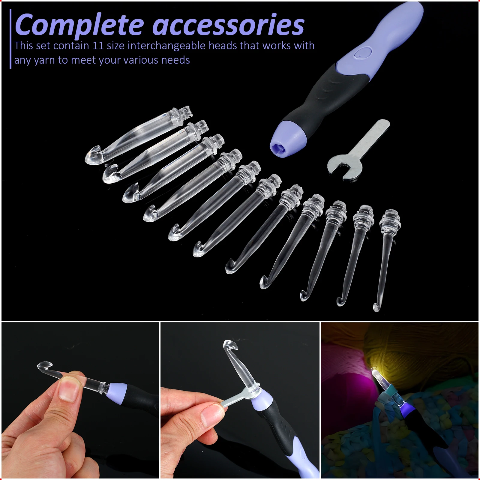 LED Crochet Hook Set 2.5–8 mm 11pc 10 LED Crochet Hook Set 2.5–8 mm 11pc - Image 10