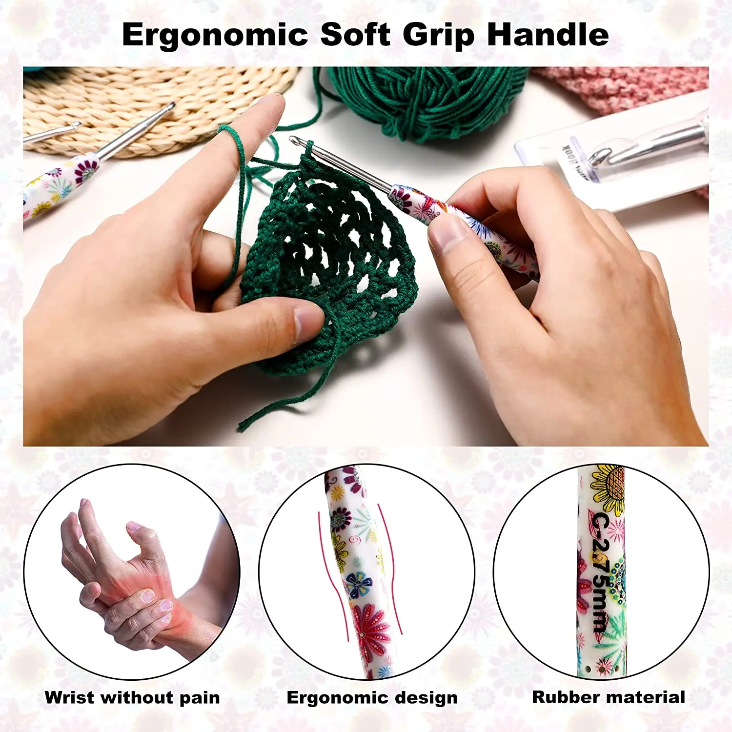 14pc Ergonomic Crochet Hook Set 6 14pc Ergonomic Crochet Hook Set - Image 6