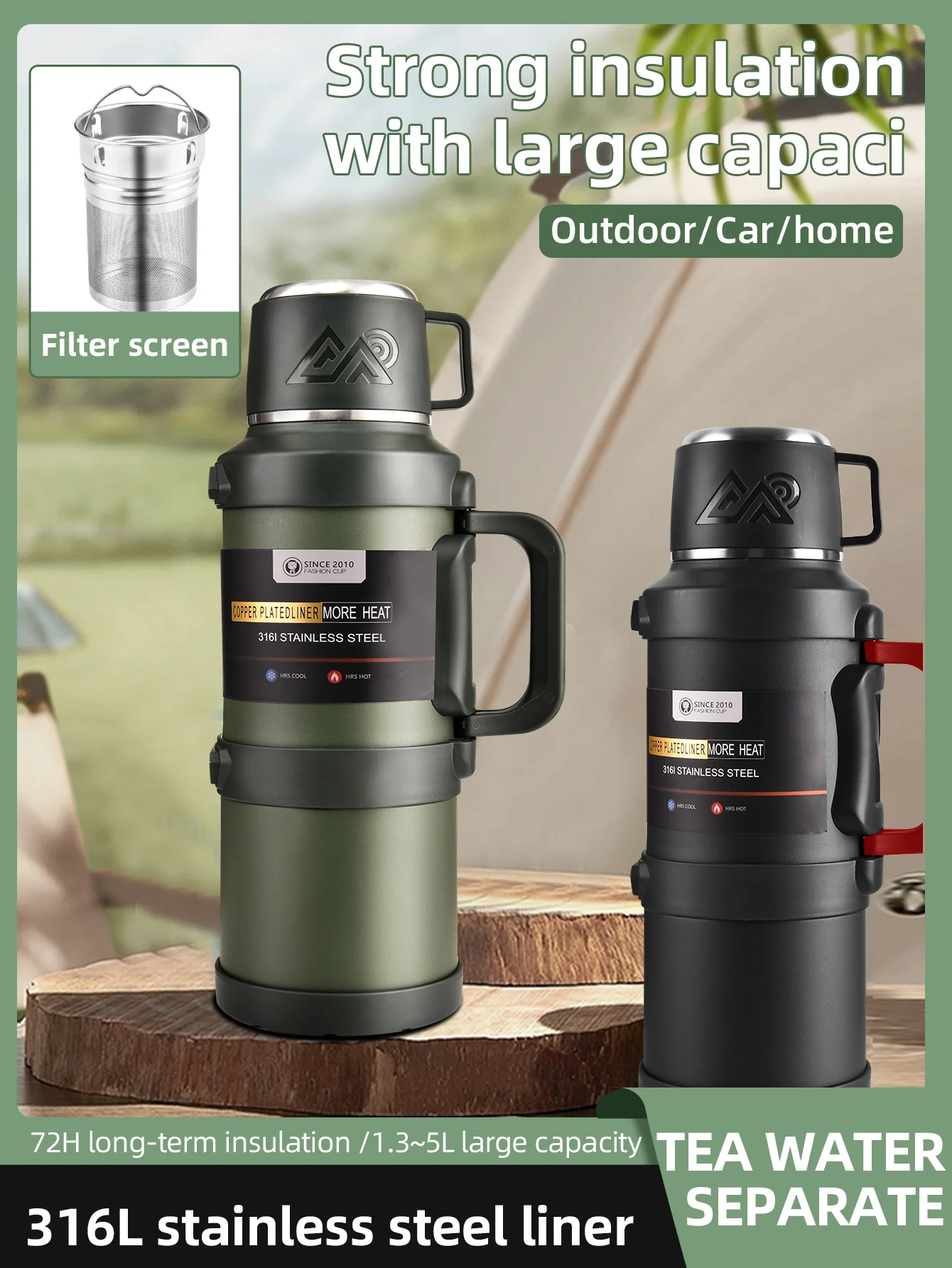 Large Stainless Steel Thermos for Travel and Camping 1 Large Stainless Steel Thermos for Travel and Camping