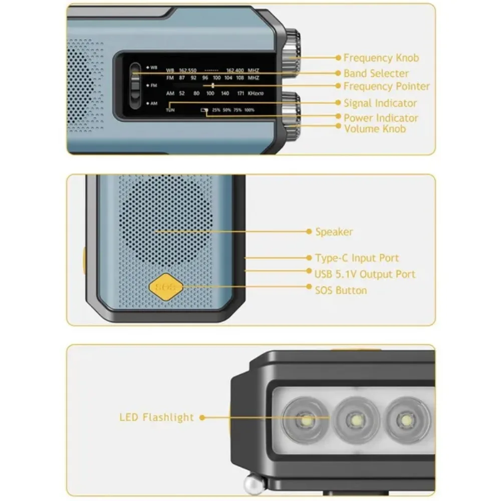 Emergency Weather Radio with Power Bank & Flashlight 6 Emergency Weather Radio with Power Bank & Flashlight - Image 6
