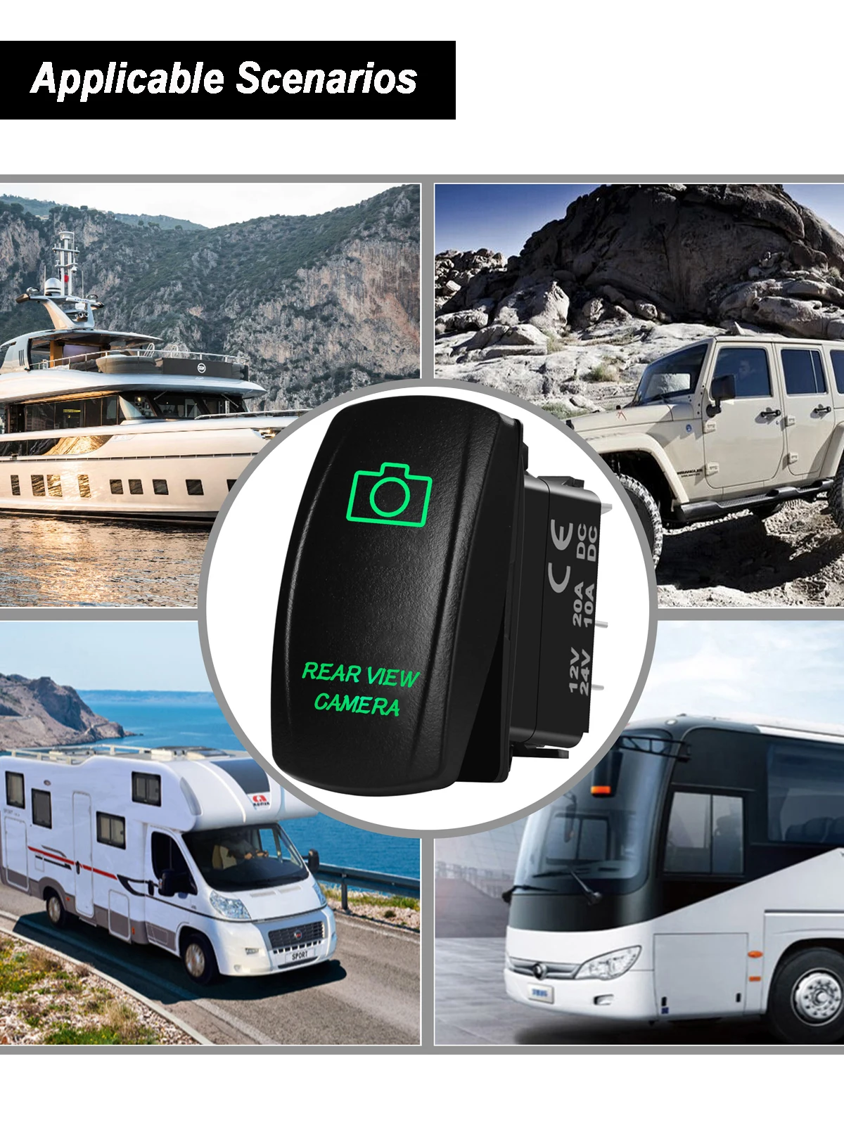 Dual LED Rear View Camera Rocker Switch 12V 5 Dual LED Rear View Camera Rocker Switch 12V - Image 5