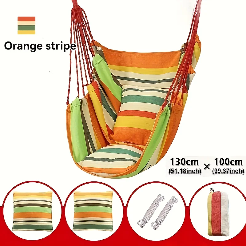 Canvas Hammock Chair with Cushion & Pillow 6 Canvas Hammock Chair with Cushion & Pillow - Image 6