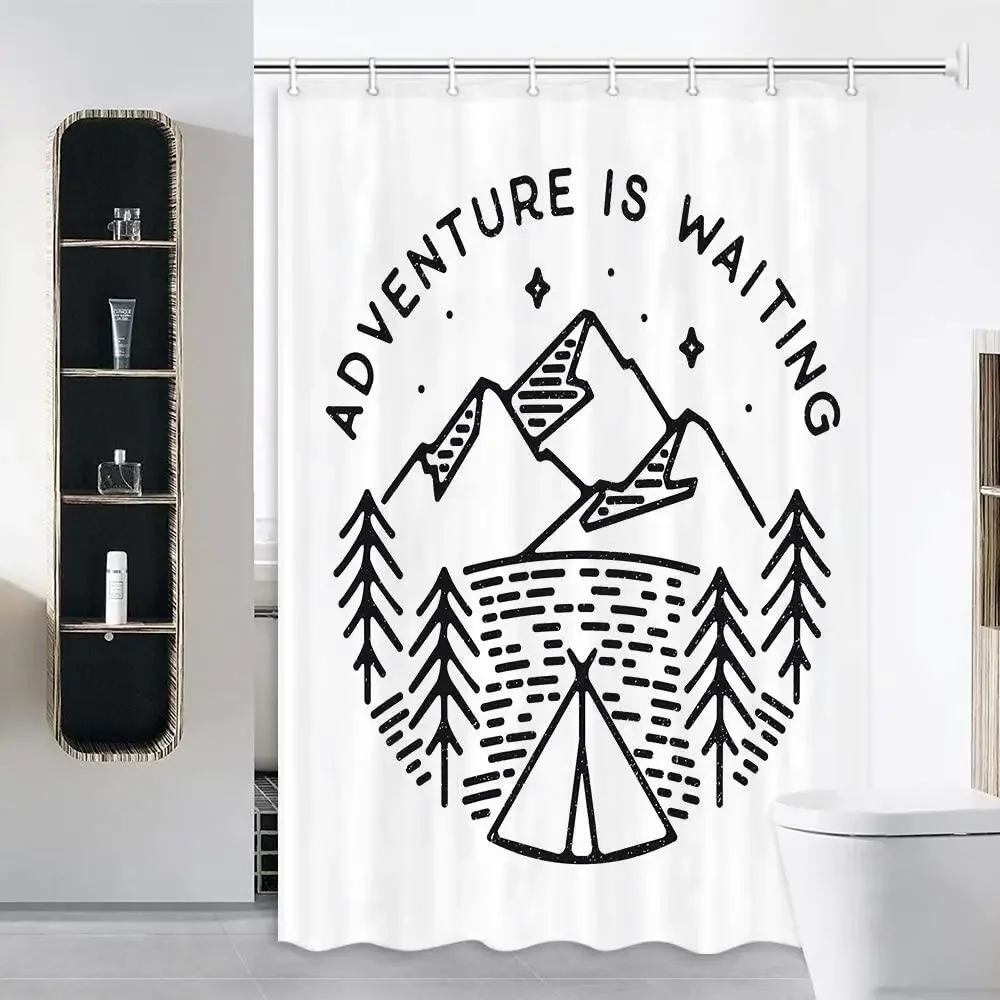 RV Shower Curtains with Trees and Mountain Print 1 RV Shower Curtains with Trees and Mountain Print