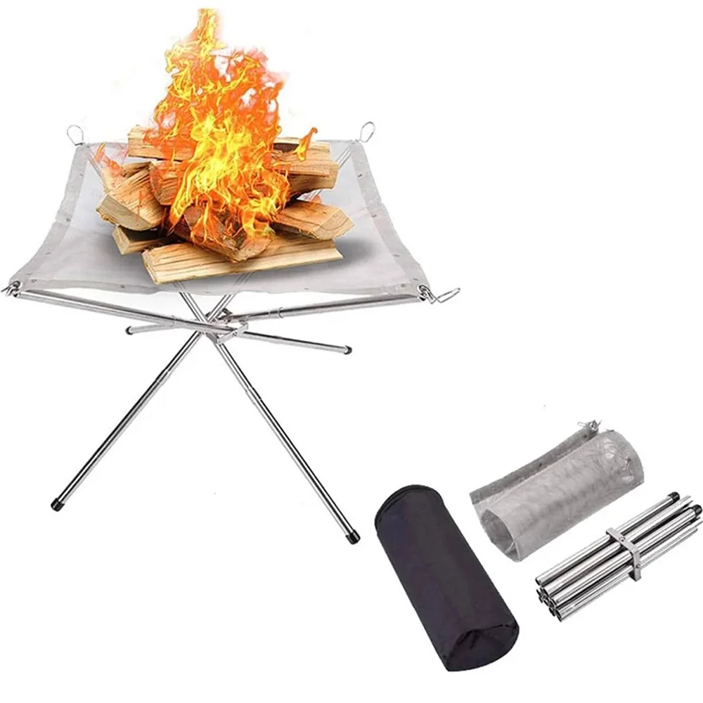 Portable Stainless Steel Camping Fire Pit Grill