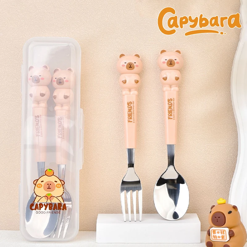 Kids Capybara Stainless Cutlery Set