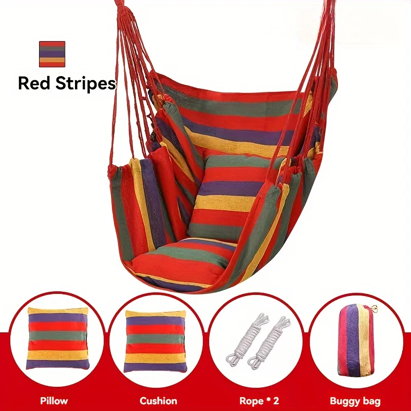 Canvas Hammock Chair with Cushion & Pillow 5 Canvas Hammock Chair with Cushion & Pillow - Image 5