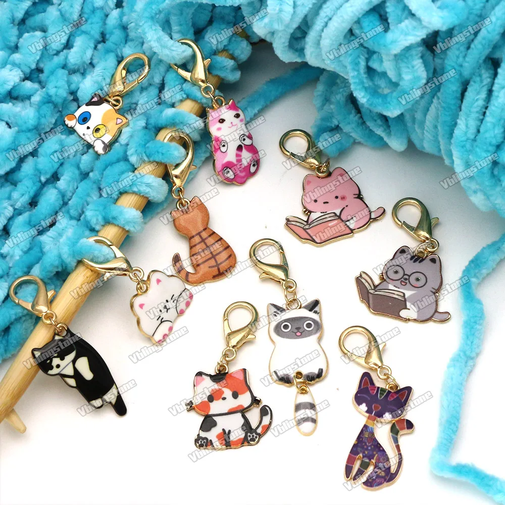 Metal Cat Stitch Markers Locking Set 1 Metal Cat Stitch Markers Locking Set