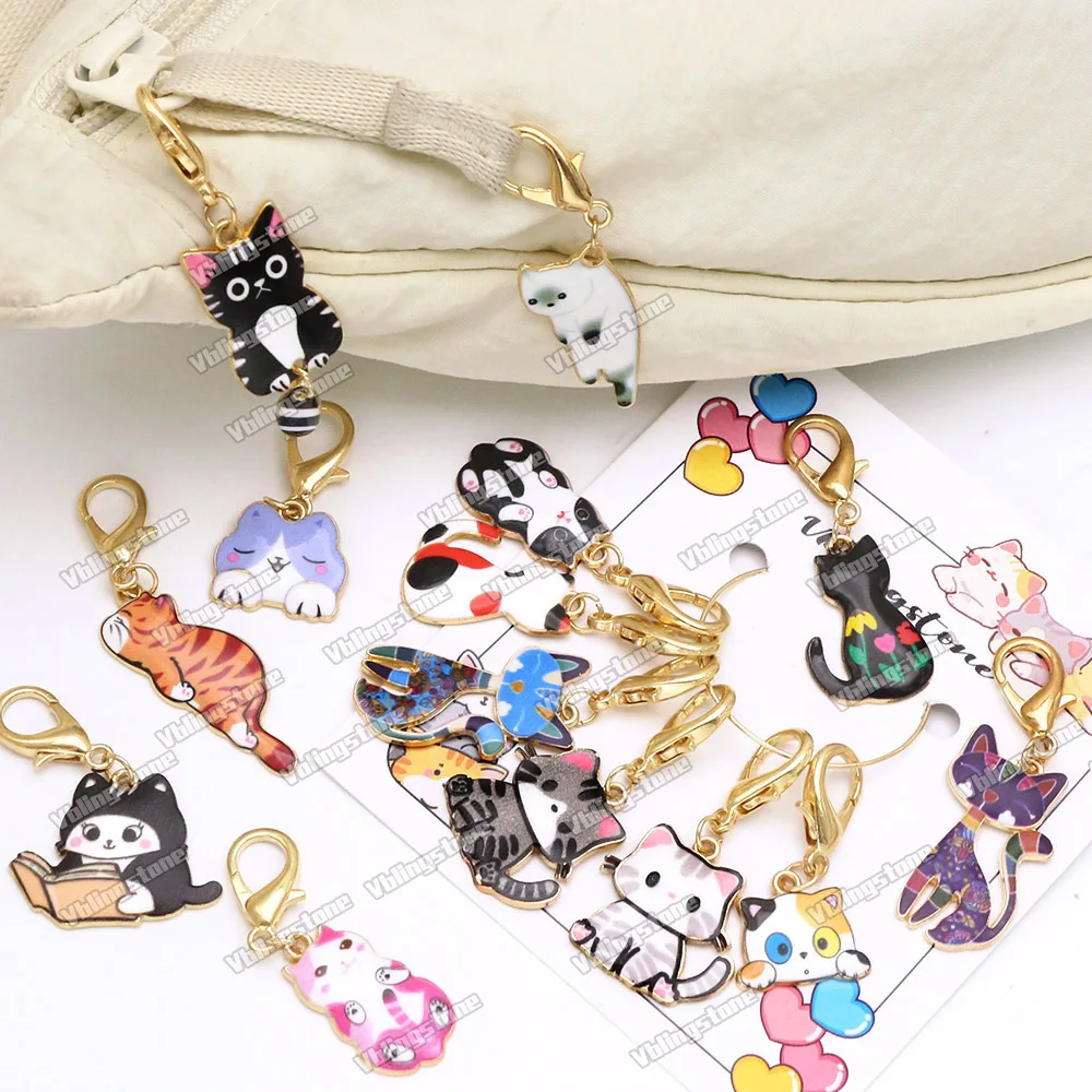 Cat Enamel Stitch Marker Charms 1 Cat Enamel Stitch Marker Charms