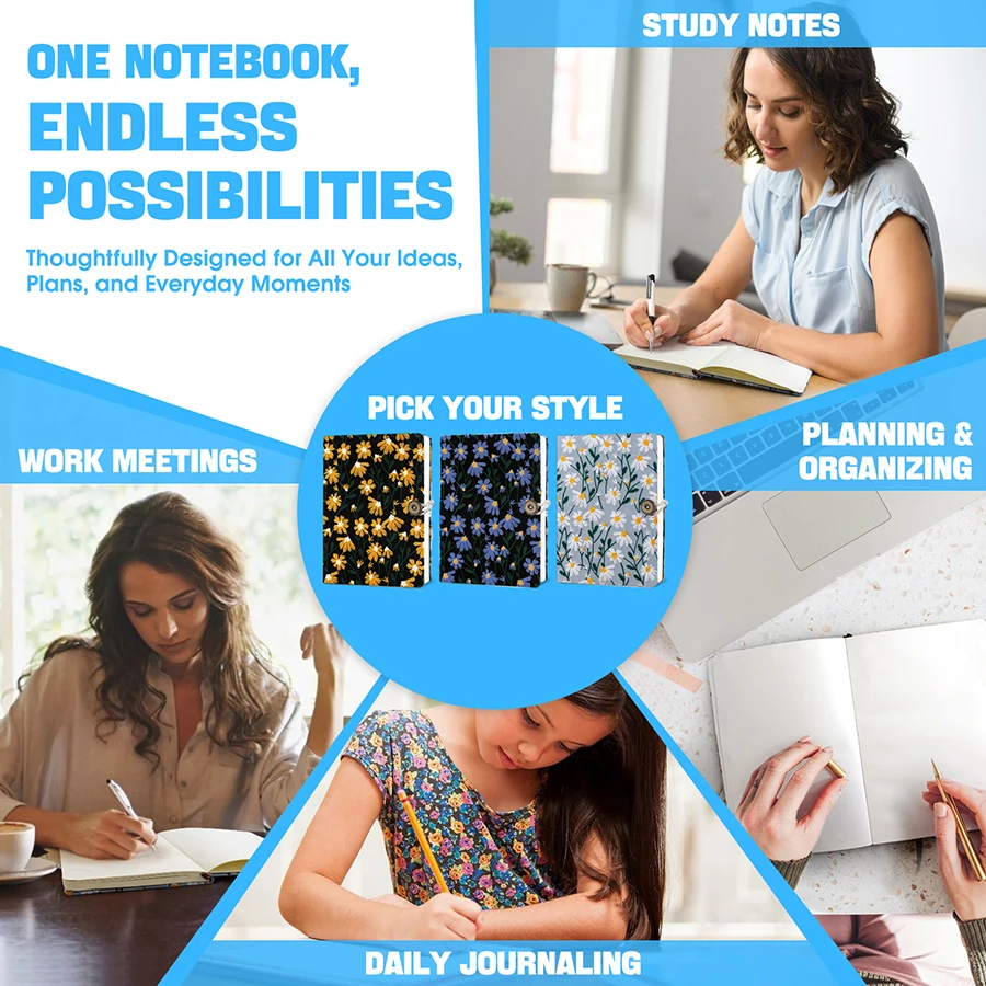 Blank A5/A6 Daisy Notebook 200 Pages 5 Blank A5/A6 Daisy Notebook 200 Pages - Image 5