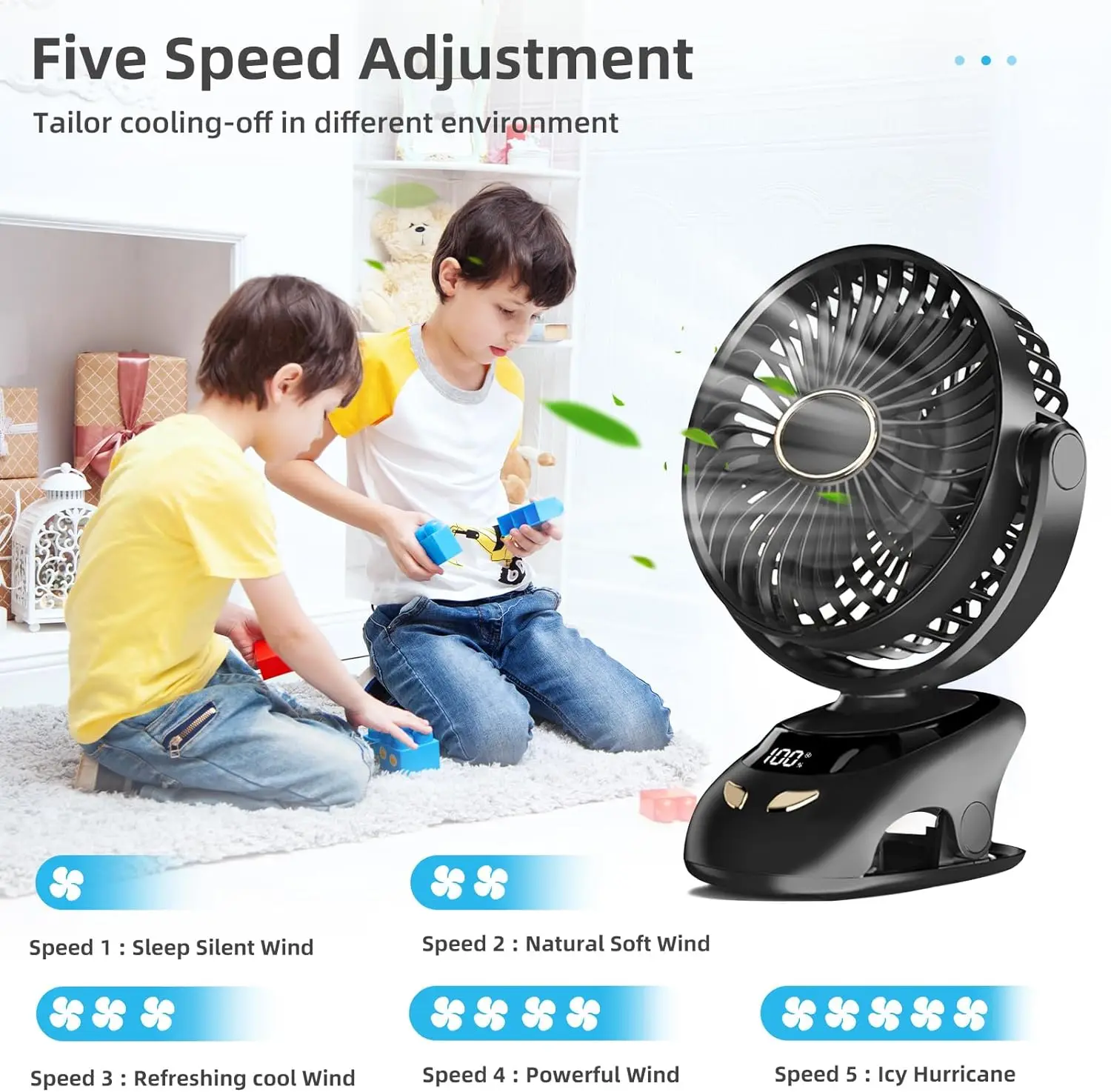 Rechargeable USB Clip-On Desk Fan 3 Rechargeable USB Clip-On Desk Fan - Image 3